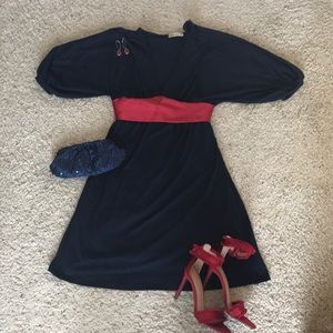 Forever 21 Navy and Red Cocktail Dress